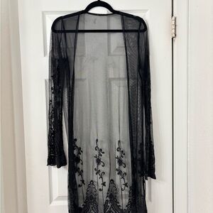 Elegant Black Sheer Kimono